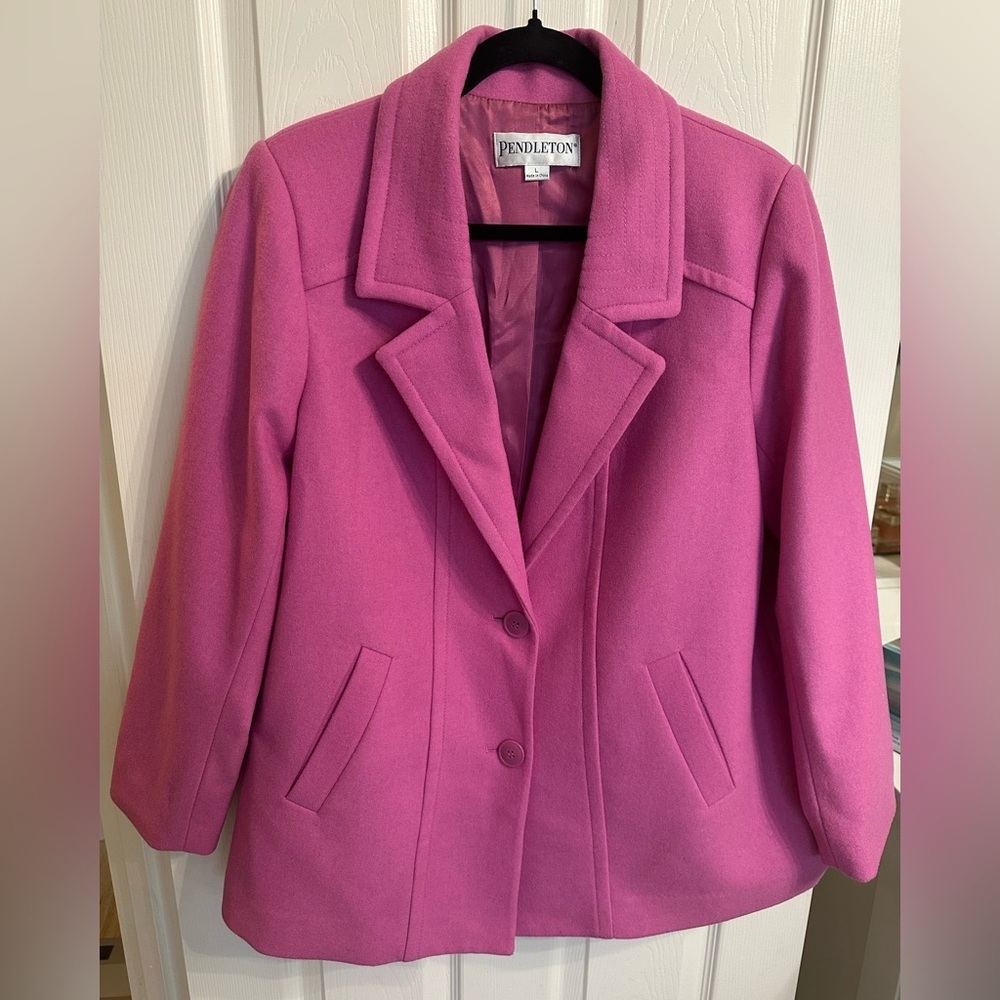Pendleton Women's Vibrant Pink Car Coat *Flaws* Size L